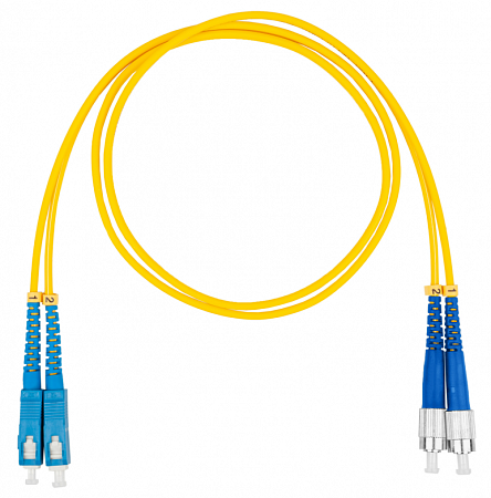 DATAREX SC-FC, дуплекс (duplex) OS2, нг(А)-HF, желтый, 15 м Шнур оптический коммутационный (патч-корд)