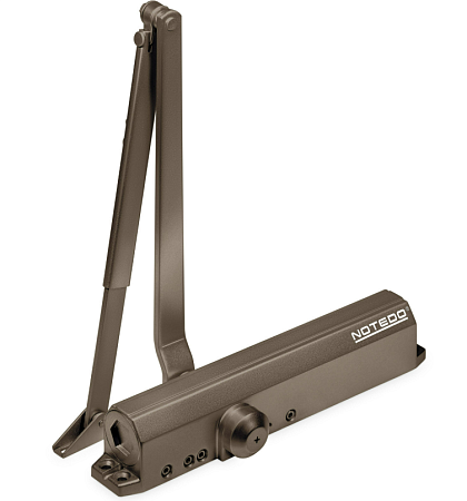 Notedo DC-080-180 DA+BC EN3-6 (бронза) Дверной доводчик до 180кг/1400мм, от -30°С до +60°С, складной рычаг в комплекте