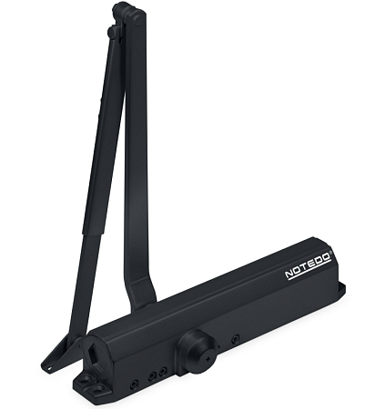 Notedo DC-080-180 DA+BC EN3-6 (черный) Дверной доводчик до 180кг/1400мм, от -30°С до +60°С, складной рычаг в комплекте