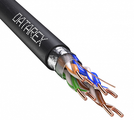 DATAREX F/UTP PE, жила 0,52, черн, внеш катушка 305 м Кабель кат. 5е, 4 пары