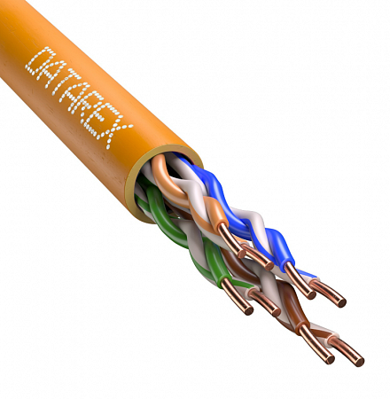 DATAREX U/UTP, жила 0,51 (+/- 0,01), LSZH нг(А)-HF, оранжевый, (бухта/305 м) DR-140013 Кабель кат.5е, 4 пары