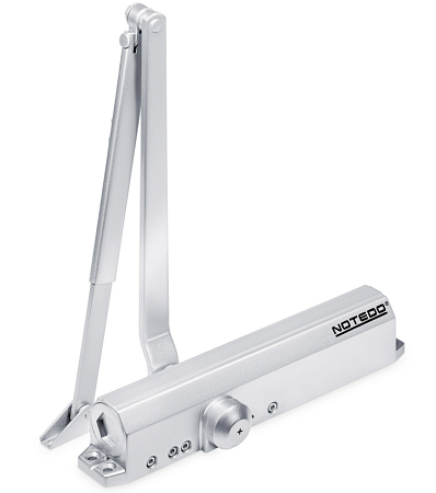 Notedo DC-080-180 DA+BC EN3-6 (серебро) Дверной доводчик до 180кг/1400мм, от -30°С до +60°С, складной рычаг в комплекте