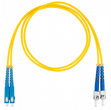 Шнур оптический коммутационный (патч-корд), SC-ST, дуплекс (duplex) OS2, нг(А)-HF, желтый, 15 м