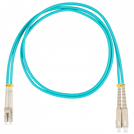 Шнур оптический коммутационный (патч-корд), LC-SC, дуплекс (duplex) OM3, нг(А)-HF, бирюзовый, 5,0 м