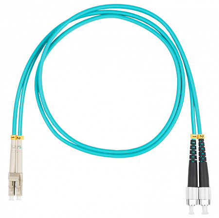 Шнур оптический коммутационный (патч-корд), LC-FC, дуплекс (duplex) OM3, нг(А)-HF, бирюзовый, 7,0 м