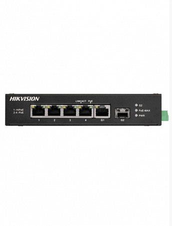 HikVision DS-3T0306HP-E/HS Коммутатор неуправляемый, 3 порта RJ45 100M PoE + 1 порт RJ45 100М HiPoE + 1 порта SFP 1000М +1 RJ45 1000M