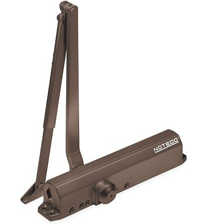 Notedo DC-080-180 DA+BC EN3-6 (коричневый) Дверной доводчик до 180кг/1400мм, от -30°С до +60°С, складной рычаг в комплекте