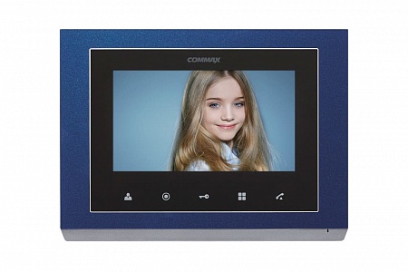 Commax CMV-70S (Blue) Монитор цветного видеодомофона, 7.0&quot;, TFT LCD, PAL/NTSC, без трубки (Hands Free), накладное крепление, подключение 2-х вызывных блоков и трубки DP-4VHP, вызов и связь &quot;трубка-монитор&quot;, возможно использование в  многоквартирной систем