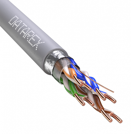 DATAREX F/UTP, жила 0,52, LSZH нг(А)-HF, серый, катушка 305 Кабель кат. 5е, 4 пары