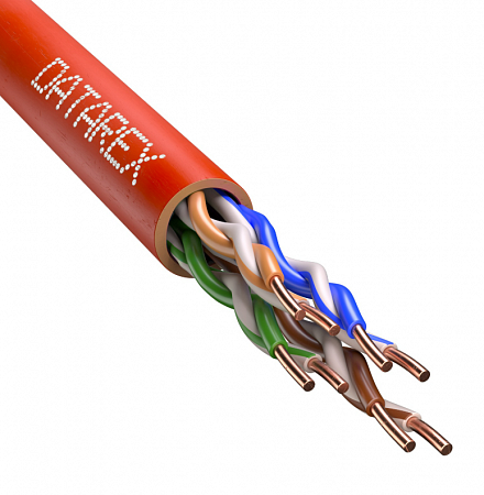 DATAREX U/UTP, жила 0,51 (+/- 0,01), PVCLS нг(А)-LSLTx, красный, коробка 305 Кабель кат.5е, 4 пары